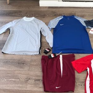 Nike dri-fit soccer shirts and short, Men’s Large (4) and M (1), NWT